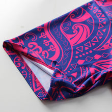 Load image into Gallery viewer, N90-P2213 (Navy with purple turtle tribal), Men Microfiber Breathable Knitted Aloha Polo Shirt