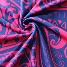 Load image into Gallery viewer, N90-P2213 (Navy with purple turtle tribal), Men Microfiber Breathable Knitted Aloha Polo Shirt