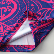 Load image into Gallery viewer, N90-P2213 (Navy with purple turtle tribal), Men Microfiber Breathable Knitted Aloha Polo Shirt