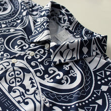 Load image into Gallery viewer, N90-P2219 (Navy turtle tribal), Men Microfiber Breathable Knitted Aloha Polo Shirt
