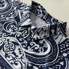 Load image into Gallery viewer, N90-P2219 (Navy turtle tribal), Men Microfiber Breathable Knitted Aloha Polo Shirt