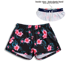 Load image into Gallery viewer, N91-CW9054 (Black with pink hibiscus),  Ladies 4-way stretch comfort waist shorts
