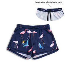 Load image into Gallery viewer, N91-CW9142 (Navy with pink flamingo), Ladies 4-way stretch comfort waist shorts