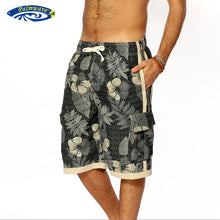Load image into Gallery viewer, N90-T5068 (Black with gray leaf, cargo pockets), Men Microfiber Swimtrunk