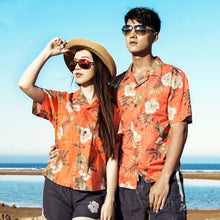 Load image into Gallery viewer, C90-A8459 (Brick floral), Men 100% Cotton Aloha Shirt