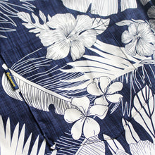 Load image into Gallery viewer, C90-A517 (Navy with cream floral), Men 100% Cotton Aloha Shirt
