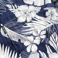 Load image into Gallery viewer, C90-A517 (Navy with cream floral), Men 100% Cotton Aloha Shirt