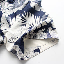 Load image into Gallery viewer, C90-A517 (Navy with cream floral), Men 100% Cotton Aloha Shirt