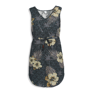 R91-D5068 (Black with gray leaf), Ladies Aloha Dress 100% Rayon