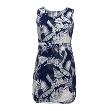 Load image into Gallery viewer, R91-D517 (Navy with cream floral), Ladies Aloha Dress 100% Rayon
