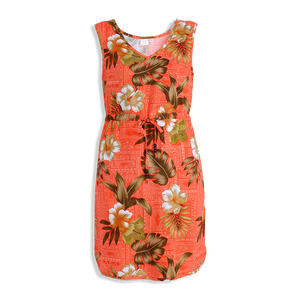 R91-D8459 (Brick floral), Ladies Aloha Dress 100% Rayon