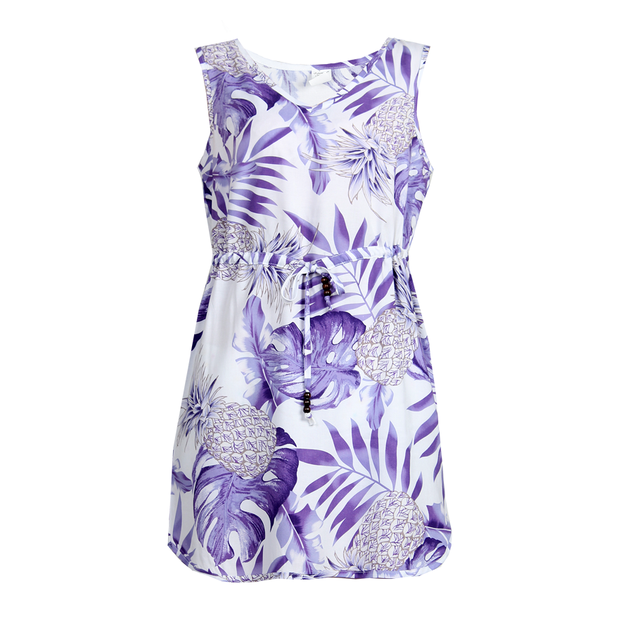R91-D9936 (Pastel purple leaf), Ladies Aloha Dress 100% Rayon