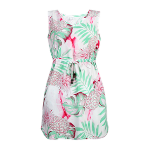 R91-D9945 (Pastel pink leaf), Ladies Aloha Dress 100% Rayon