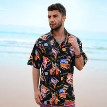 Load image into Gallery viewer, C90-A1094 (Black route 66), Men 100% Cotton Aloha Shirt
