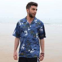 Load image into Gallery viewer, C90-A460 (Blue surf), Men 100% Cotton Aloha Shirt
