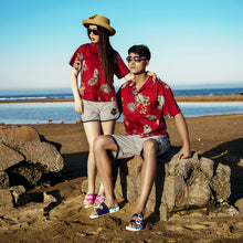 Load image into Gallery viewer, C90-A8457 (Burgundy floral), Mens 100% Cotton Aloha Shirt