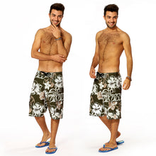 Load image into Gallery viewer, N90-B5597 (Green floral), Men Microfiber Boardshort (4-way stretch) - three pockets
