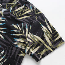 Load image into Gallery viewer, C90-A7056 (Black with gray green leaf), Men 100% Cotton Aloha Shirt