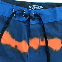 Load image into Gallery viewer, N90-B8158 (Connected dabs-navy/orange), Men Microfiber Boardshort- (4-way stretch) - one pocket - Size 34‘ outseam is 22 inch.