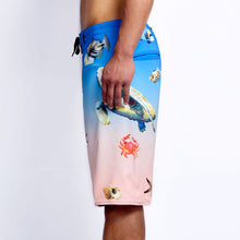 Load image into Gallery viewer, N90-B628 (Ocean life-blue), Men Microfiber Boardshort (4-way stretch) - two pockets - outseam is 22 inch in size 34