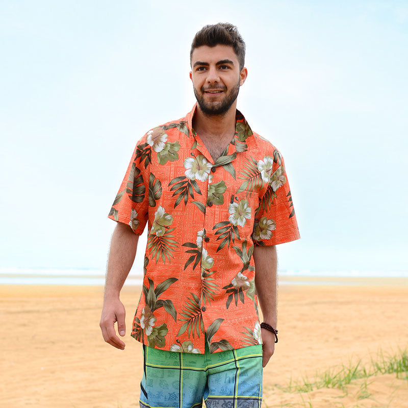 C90-A555 (Green Hawaiian), Men 100% Cotton Aloha Shirt – Yuntech