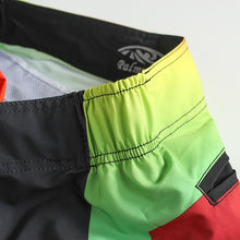 Load image into Gallery viewer, N90-B6048 (Marching rainbow-black), Men Microfiber Boardshort (4-way stretch) - two pockets - Size 34‘ outseam is 22 inch.