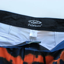 Load image into Gallery viewer, N90-B8158 (Connected dabs-navy/orange), Men Microfiber Boardshort- (4-way stretch) - one pocket - Size 34‘ outseam is 22 inch.