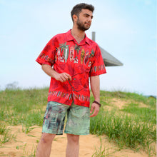 Load image into Gallery viewer, C90-A2447 (Burgundy surfboard), Men 100% Cotton Aloha Shirt
