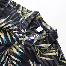 Load image into Gallery viewer, C90-A7056 (Black with gray green leaf), Men 100% Cotton Aloha Shirt