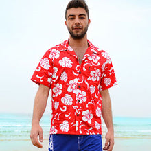 Load image into Gallery viewer, C90-A190 (Red hibiscus), Men 100% Cotton Aloha Shirt