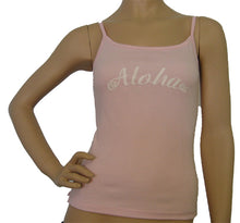 Load image into Gallery viewer, K9-SP531A (Pink Screen Print Aloha), 100% Knit Cotton Single strap Tank Top
