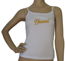 Load image into Gallery viewer, K9-SP561EH (White Embroidery Hawaii), 100% Knit Cotton Single strap Tank Top
