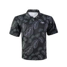 Load image into Gallery viewer, N90-P2209K (Black with white Kalo leaf), Men Microfiber Breathable Knitted Aloha Polo Shirt