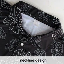 Load image into Gallery viewer, N90-P2209K (Black with white Kalo leaf), Men Microfiber Breathable Knitted Aloha Polo Shirt