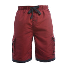 Load image into Gallery viewer, N90-T041 (Burgundy solid, cargo pockets), Men Microfiber Swimtrunk