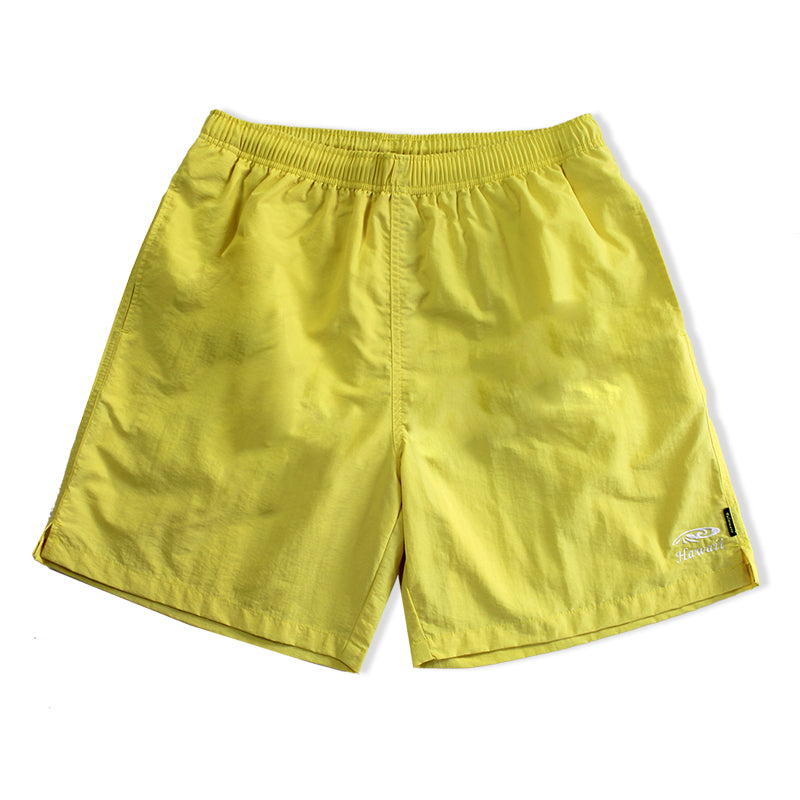 T90-T2389 (Yellow) ,  Men Embroidery Nylon Swim Shorts
