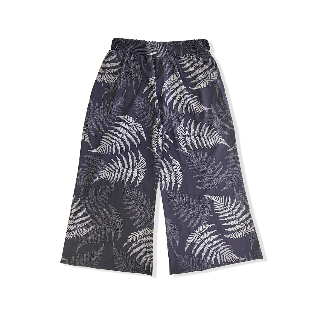 N91-P2566P (Slate Palapalai), Ladies 4-way stretch Palazzo Pants with Smock Waist