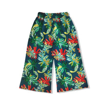 Load image into Gallery viewer, N91-P23588 (Green With Orange Leaf), Ladies 4-way stretch Palazzo Pants with Smock Waist
