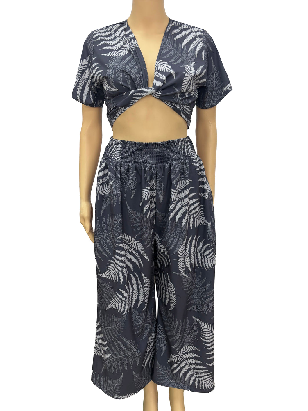 N91-TVNT2566P (Slate Palapalai), Ladies 4-way stretch Twist-V-Neck matching Top