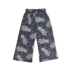 R91-P517N (Vintage navy pineapple), Ladies Rayon Palazzo Pants with Smock Waist