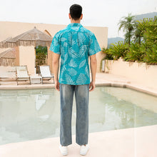 Load image into Gallery viewer, C90-A552 (Aqua leaf), Men 100% Cotton Aloha Shirt
