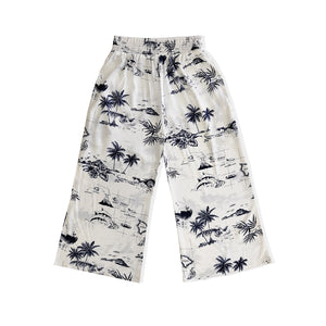 R91-P290 (White map), Ladies Rayon Palazzo Pants with Smock Waist