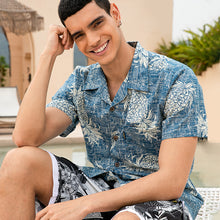 Load image into Gallery viewer, C90-A527 (Vintage blue pineapple), Men 100% Cotton Aloha Shirt
