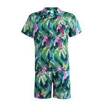 Load image into Gallery viewer, N90-AR23554/N90-TR23554 (Green With Paradise Bird), Men (92% polyester + 8% spandex) Aloha Shirt/Shorts/Set
