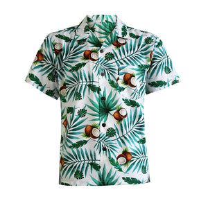N90-AR23977/N90-TR23977 (Coconut-White), Men (92% polyester + 8% spandex) Aloha Shirt/Shorts/Set