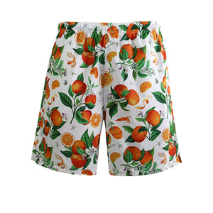 N90-AR23985/N90-TR23985 (White With Orange), Men (92% polyester + 8% spandex) Aloha Shirt/Shorts/Set