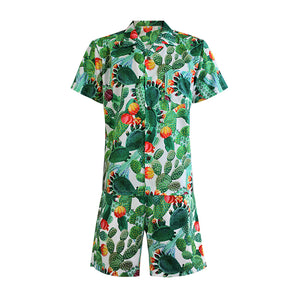 N90-AR23548/N90-TR23548 (Cactus-Green), Men (92% polyester + 8% spandex)  Aloha Shirt/Shorts/Set