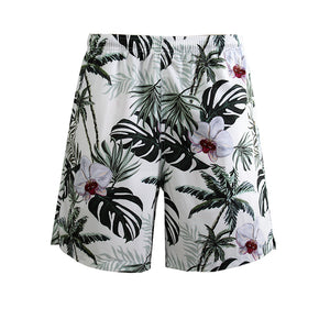 N90-AR23964/N90-TR23964 (Leaf/Tree-White), Men (92% polyester + 8% spandex) Aloha Shirt/Shorts/Set