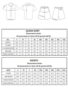 N90-AR23088/N90-TR23088 (Black With Orange Leaf), Men (92% polyester + 8% spandex) Aloha Shirt/Shorts/Set
