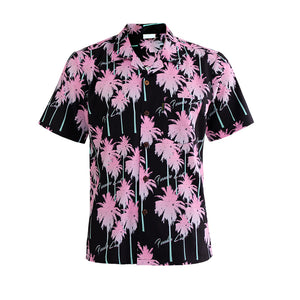N90-AR23042/N90-TR23042 (Pink Tree), Men (92% polyester + 8% spandex) Aloha Shirt/Shorts/Set